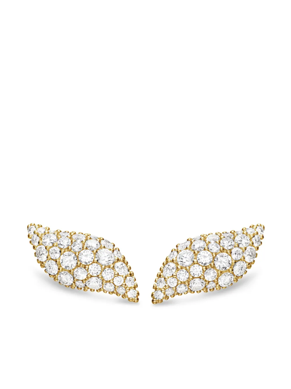David Yurman 18kt yellow gold Petite Flute diamond stud earrings - Oro
