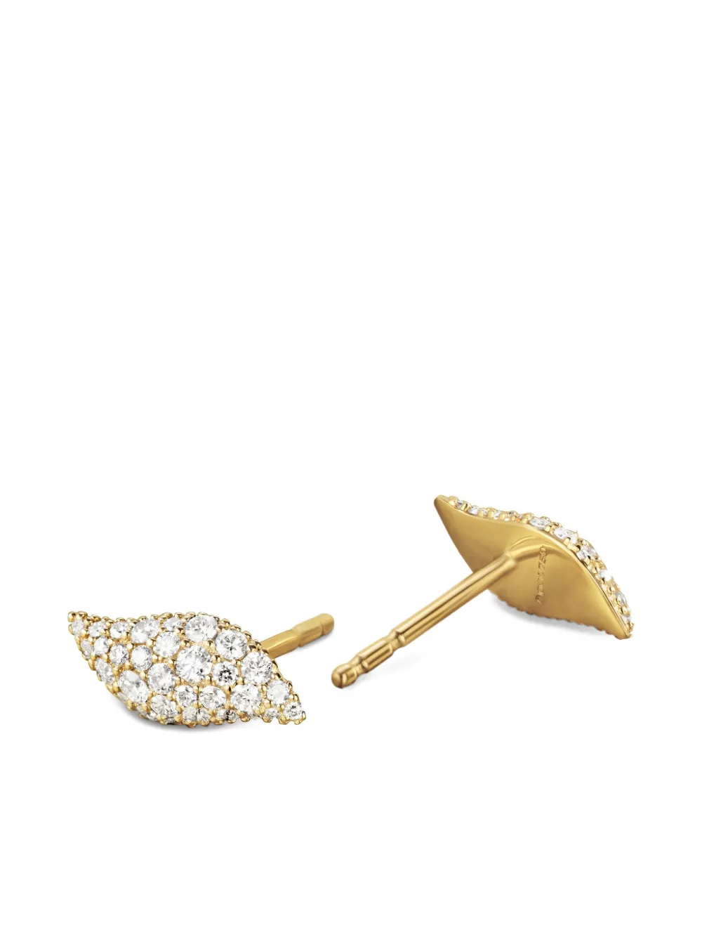  David Yurman 18kt Yellow Gold Petite Flute Diamond Stud Earrings 