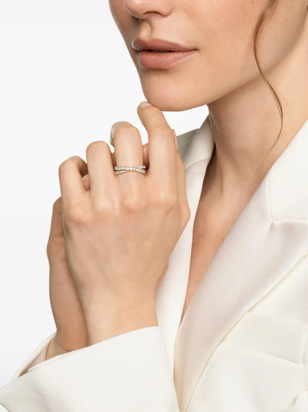 David Yurman 18kt yellow gold Pavé Crossover diamond ring (6mm) | Image 2