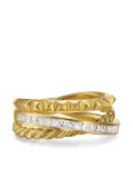 David Yurman 18kt yellow gold Crossover Trio Three Row diamond ring (8mm)