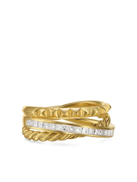 David Yurman anillo Crossover Trio Three Row en oro amarillo de 18kt con diamante de 8mm