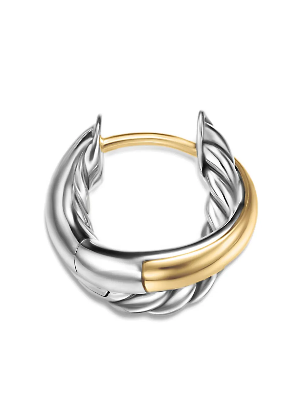  David Yurman 18kt Yellow Gold Crossover Hoop Earrings - Silver 