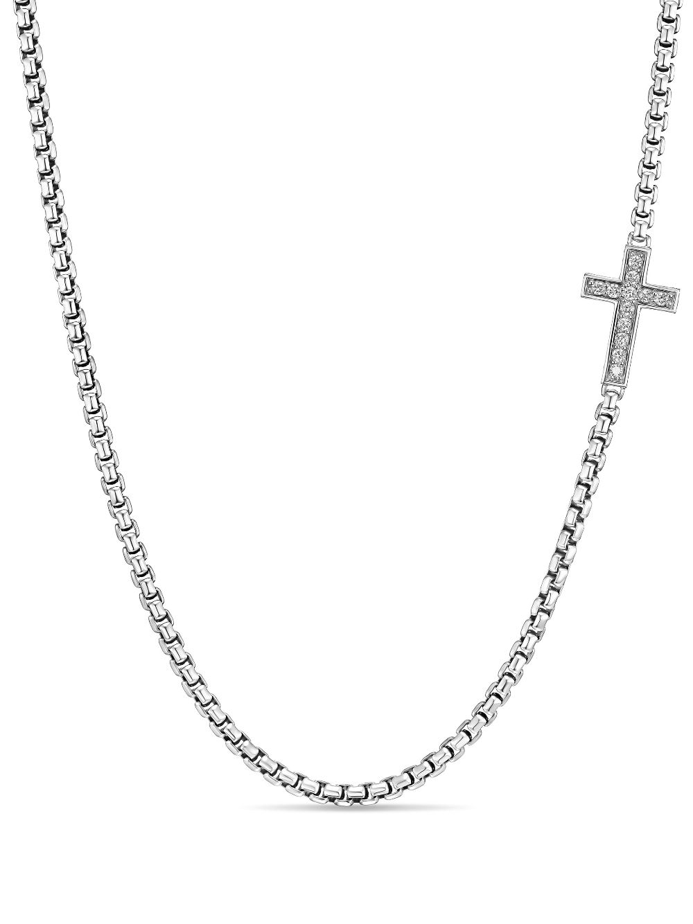 David Yurman Cross Station halsketting met diamant - Zilver