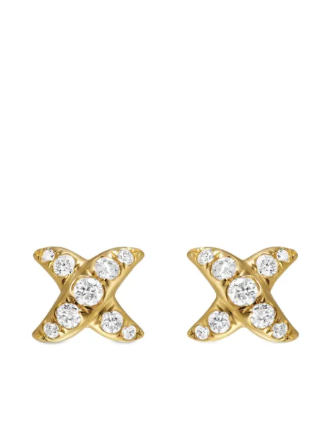 David Yurman 18kt yellow gold Crossover X diamond stud earrings (6mm)