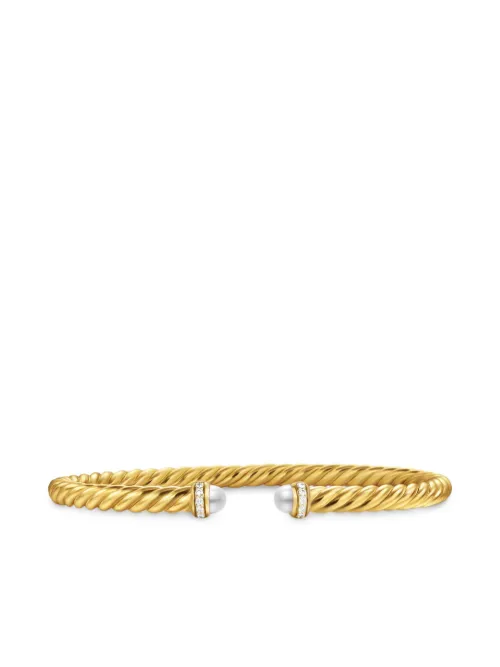 Bracelet Cablespira en 18ct serti de diamants et de perles (4 mm) - David Yurman - Modalova