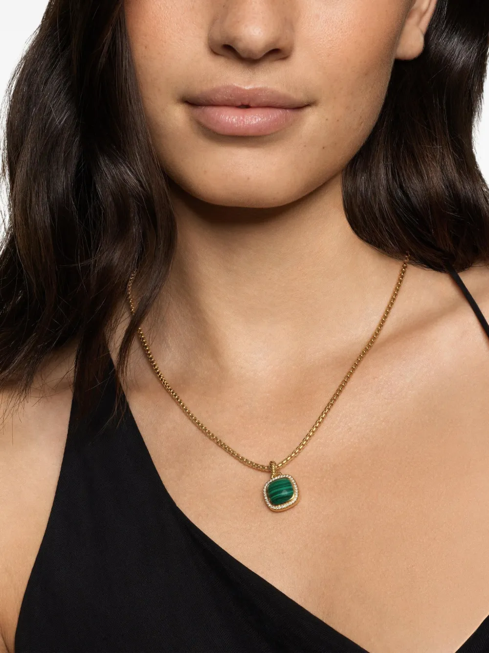 David Yurman 18kt yellow gold Albion malachite and diamond pendant (15.5mm) | Image 2