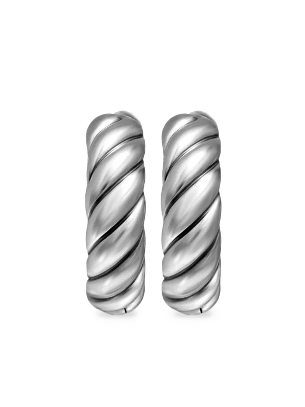 David Yurman Sterling Silver Sculpted Cable Hoop Earrings (18.6mm)