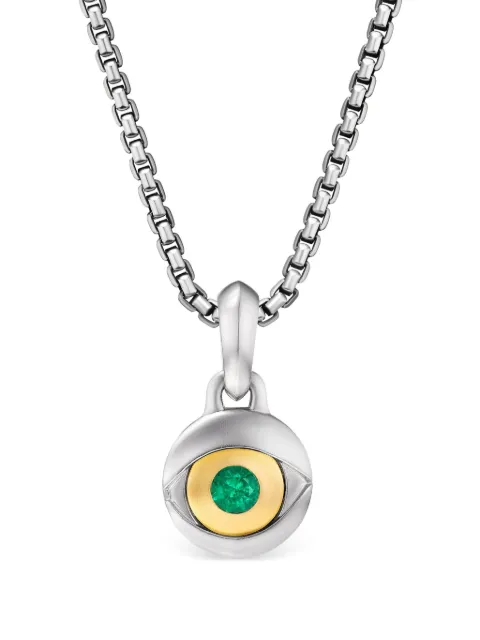 David Yurman sterling silver Evil Eye emerald amulet (14.5mm)
