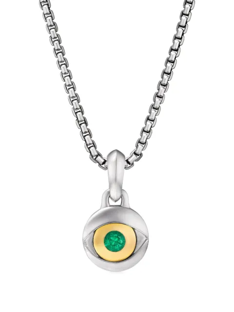 David Yurman sterling silver Evil Eye emerald amulet (14.5mm)