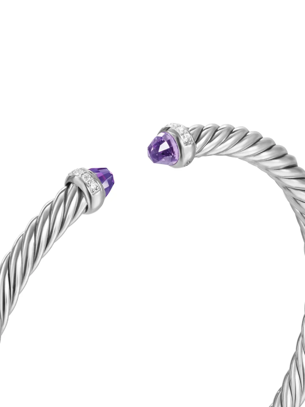 David Yurman Sterling Silver Cablespira Amethyst And Diamonds Bracelet In Silver