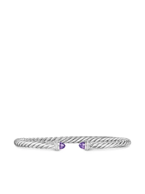 David Yurman sterling silver Cablespira amethyst and diamond bracelet (4mm)