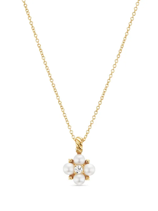 David Yurman 18kt Yellow Gold Petite Modern Renaissance Diamond Necklace (1.1mm)