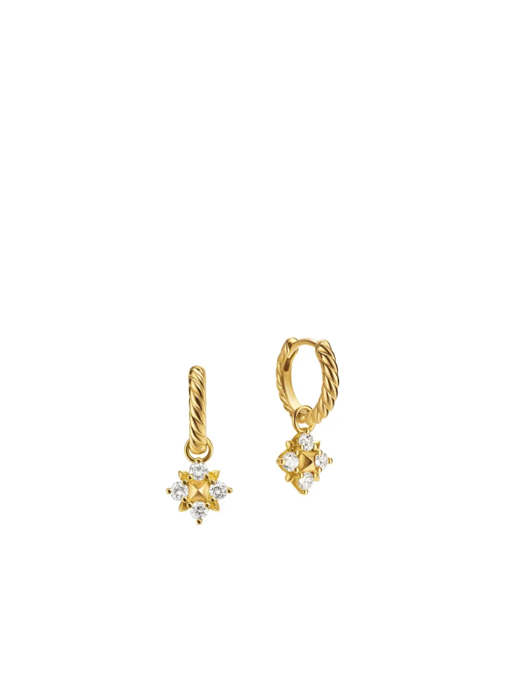  David Yurman Pendientes Petite Modern Renaissance Pyramid De 18.8 Mm En Oro Amarillo De 18 Ct Con Diamantes - Dorado 
