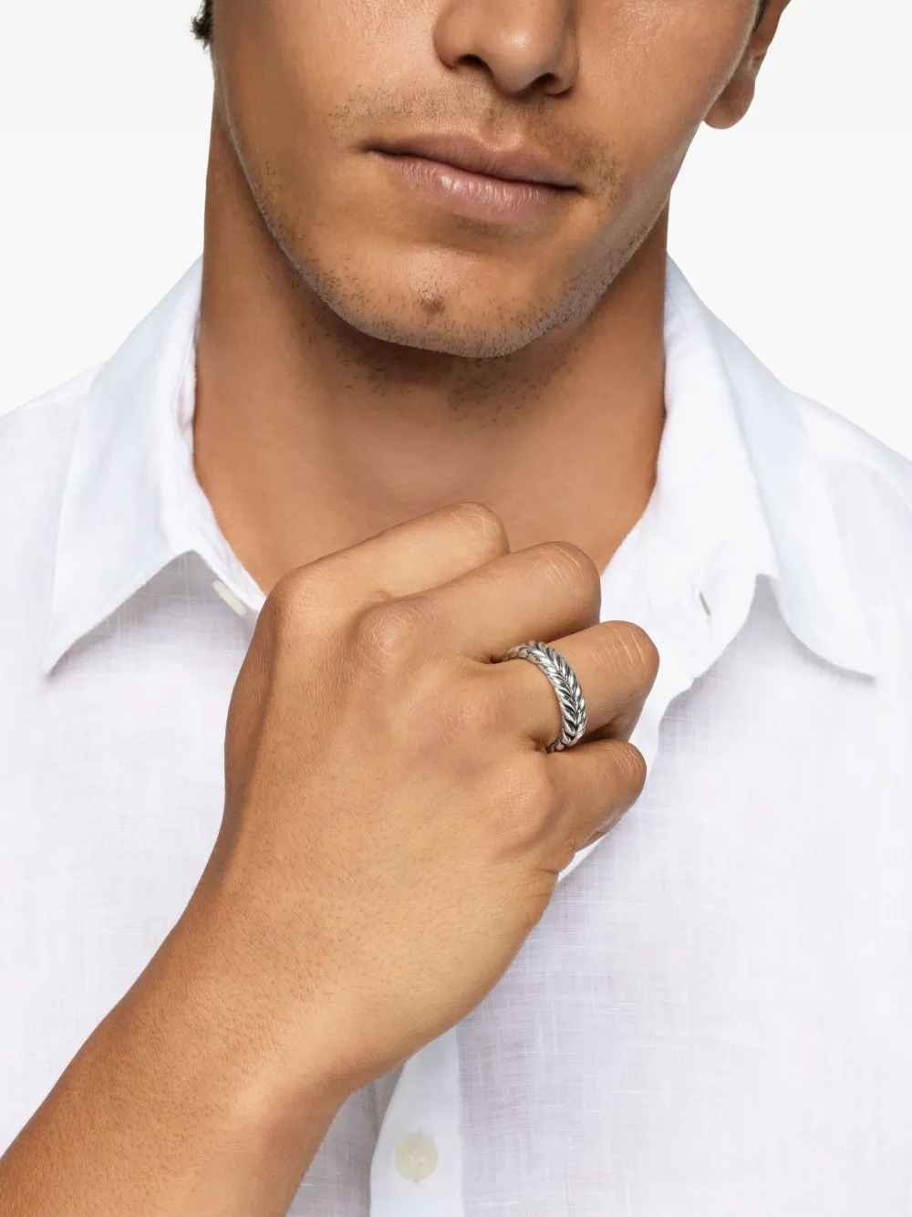 David Yurman Anello a fascia Chevron in argento sterling (6,2mm) | Image 2