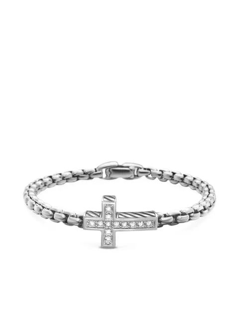 David Yurman sterling silver Cross diamond bracelet