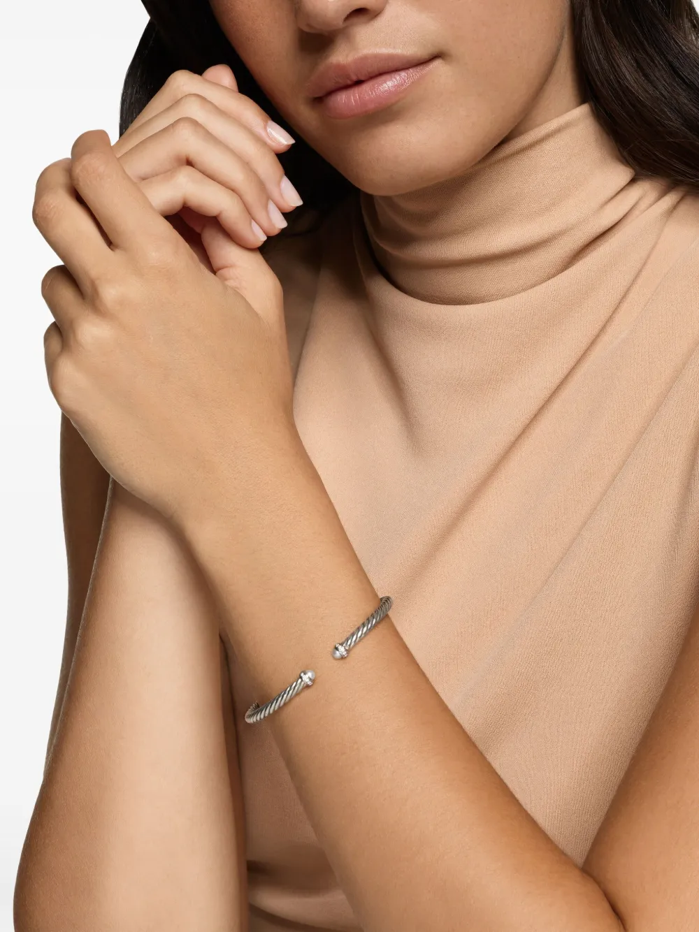 David Yurman sterling silver Cablespira pearl and diamond bracelet (4mm) | Image 2