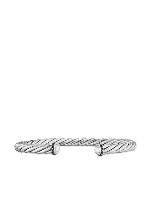 Bracelet Cable Cuff en sterling pavé de diamants (6 mm) - David Yurman - Modalova