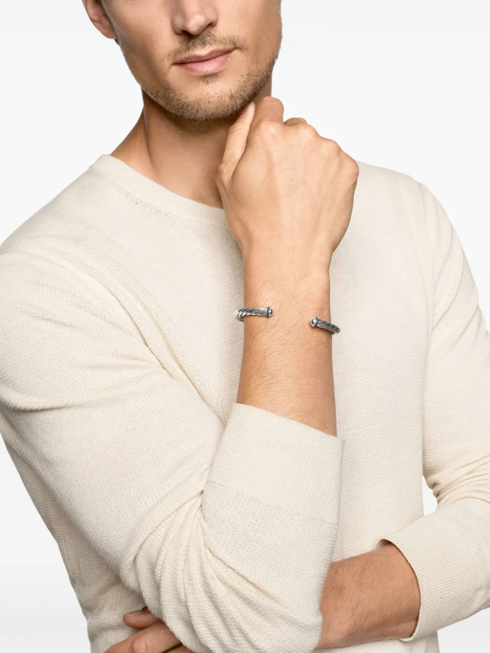 David Yurman sterling silver Cable Cuff diamond bracelet (6mm) | Image 2