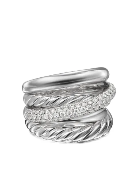 David Yurman sterling silver Crossover Five Row diamond ring (17.5mm)