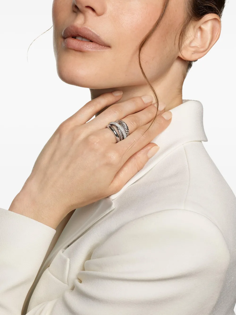 David Yurman Crossover Five Row ダイヤモンド リング 17.5mm スターリングシルバー | Image 2