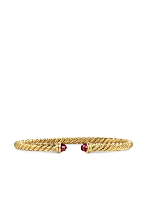 David Yurman 18kt yellow gold Cablespira garnet cuff
