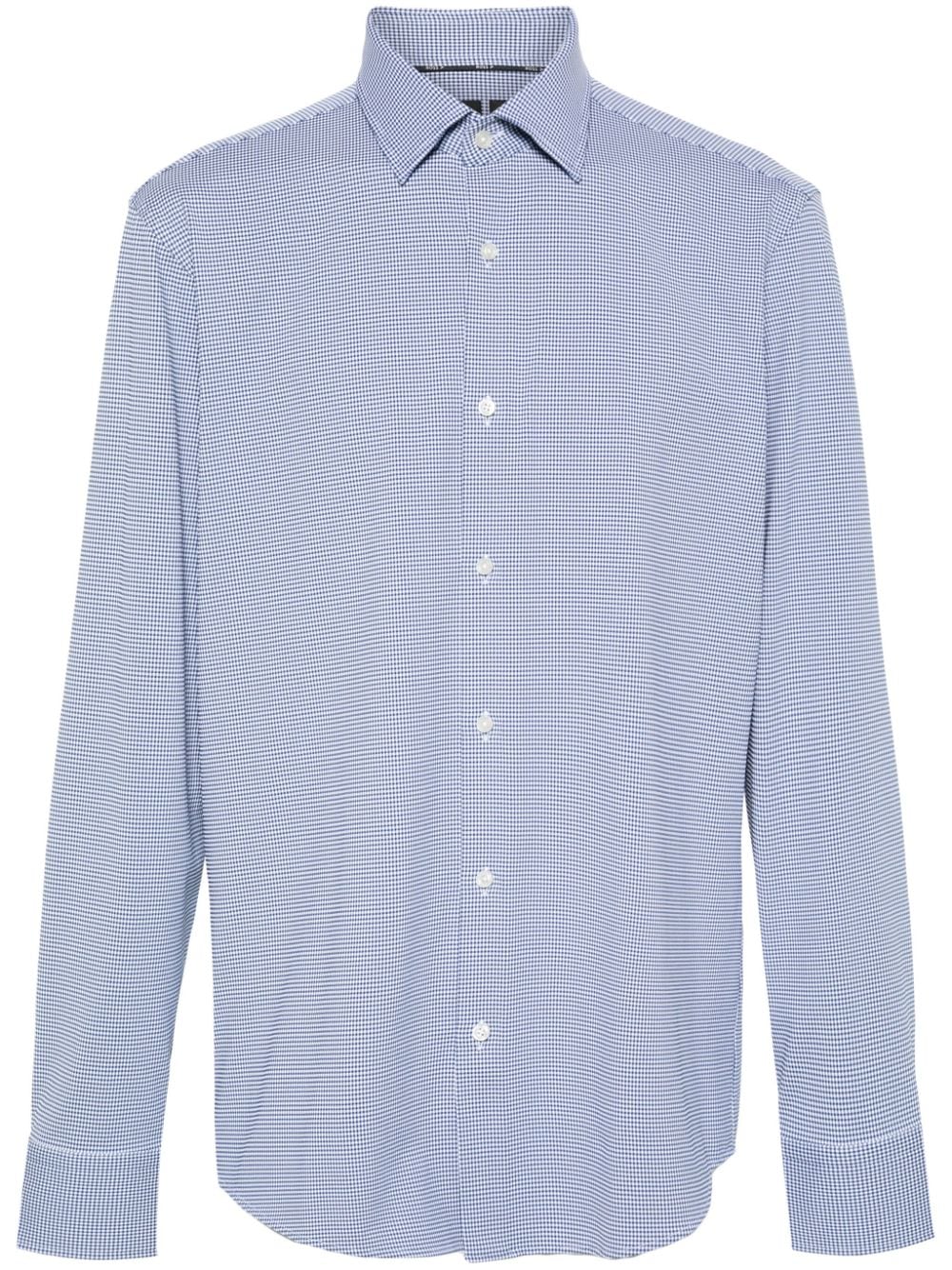 Hugo Boss Gingham-check Long-sleeve Shirt In Blue