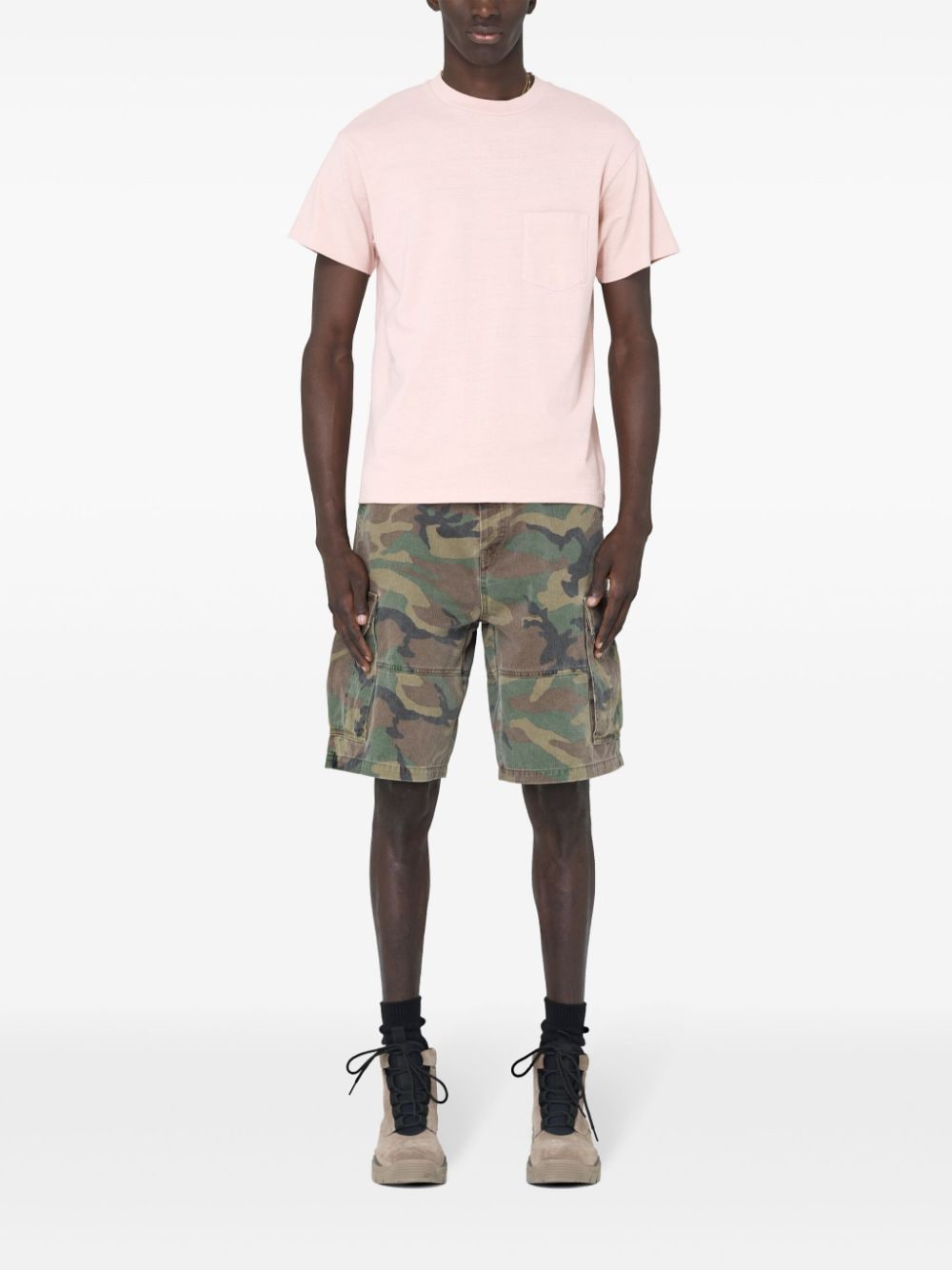 John Elliott chest-pocket cotton T-shirt - Roze