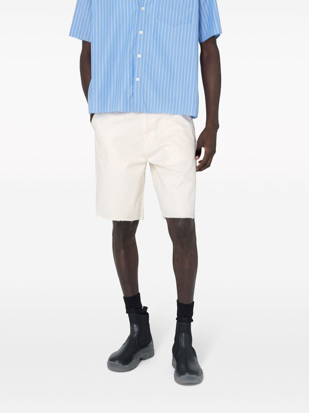 Shop John Elliott Buttoned Denim Shorts In Neutrals