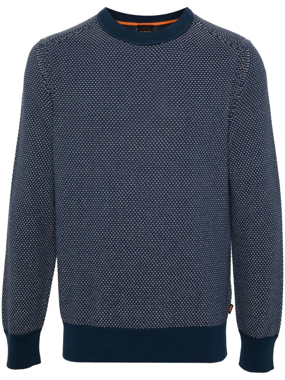 Shop Hugo Boss Textured-finish Long-sleeve Jumper In Blue