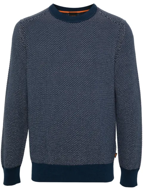 BOSS textured-finish long-sleeve jumper