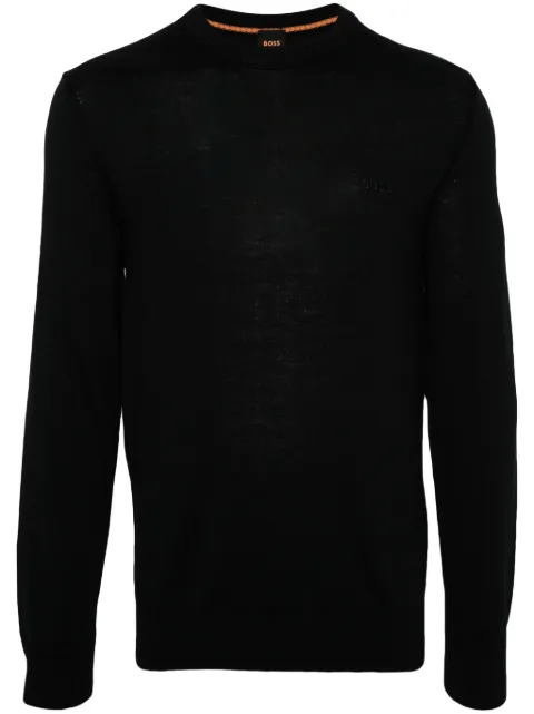 BOSS logo-embroidered virgin wool blend jumper