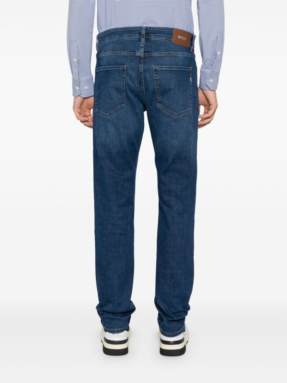 Shop Hugo Boss Mid-rise Straight-leg Jeans In 蓝色