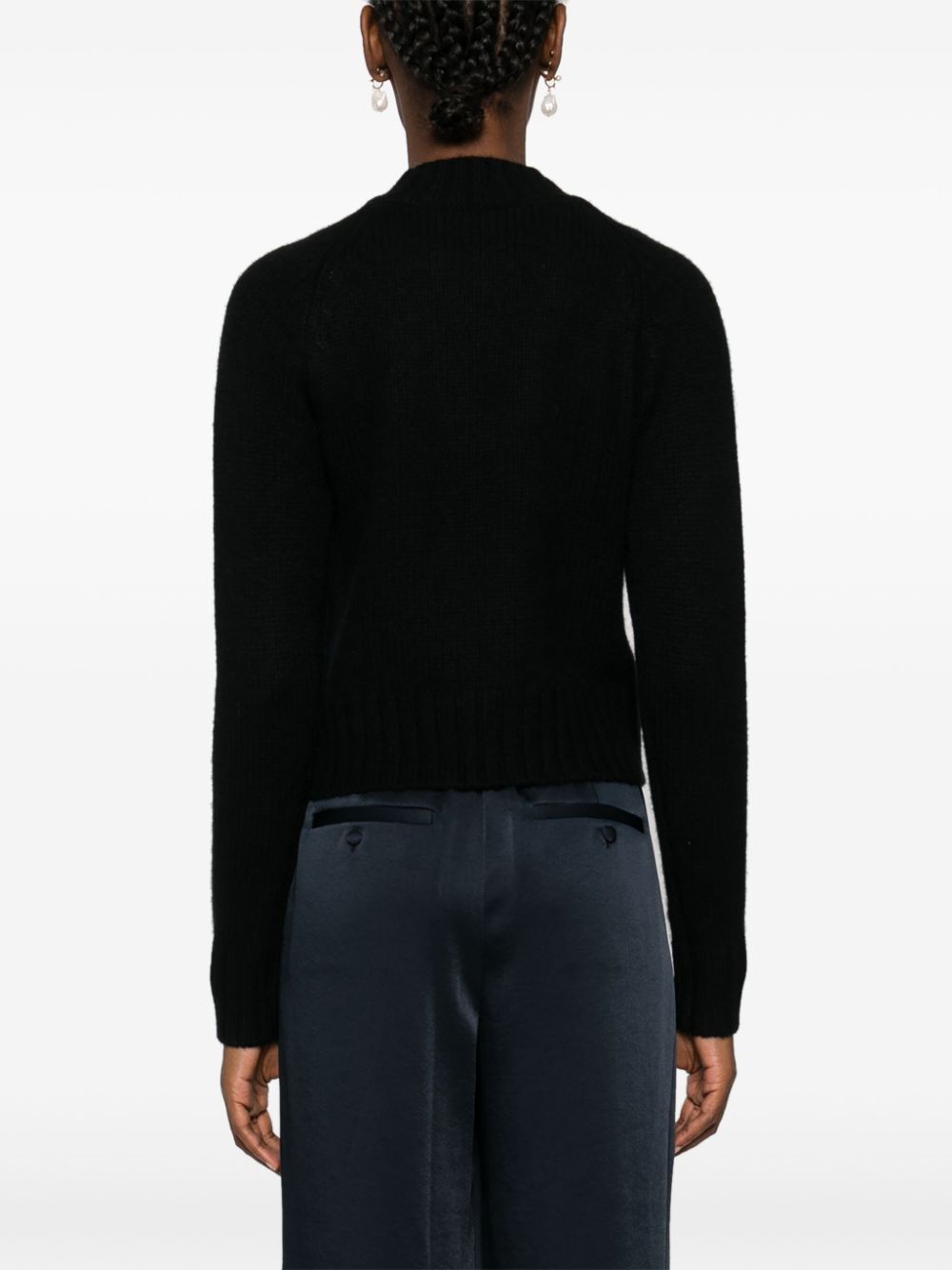 Shop Vince Mock-neck Cashmere Jumper In Black