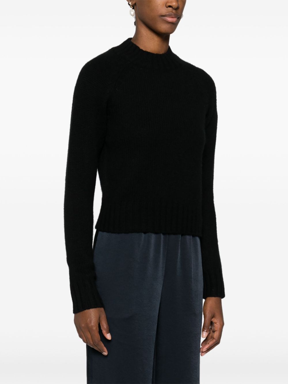 Shop Vince Mock-neck Cashmere Jumper In Black