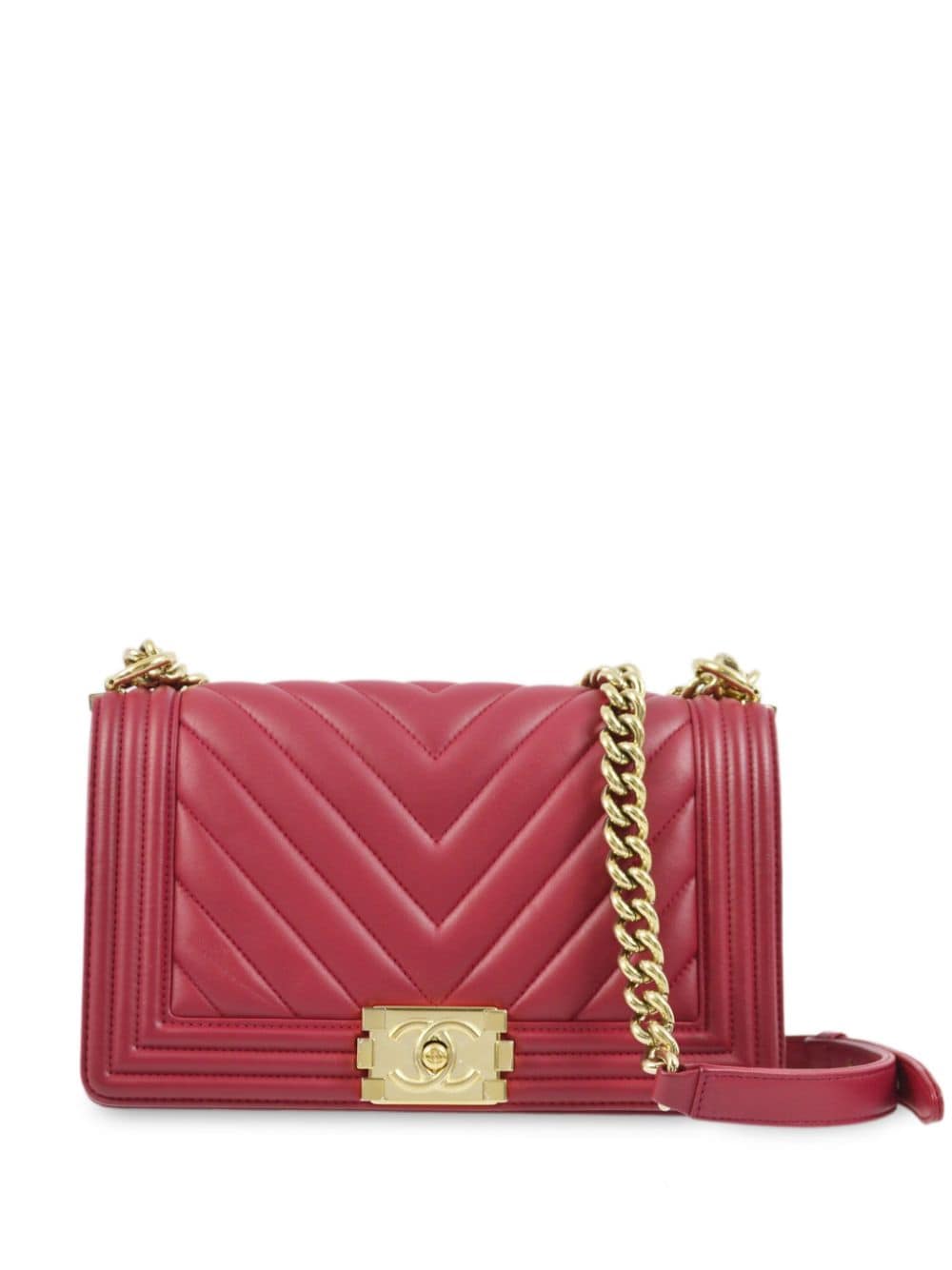 Pre-owned Chanel 2016 Boy  Shoulder Bag In Red