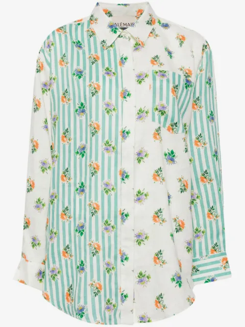 ALEMAIS floral-print striped linen shirt
