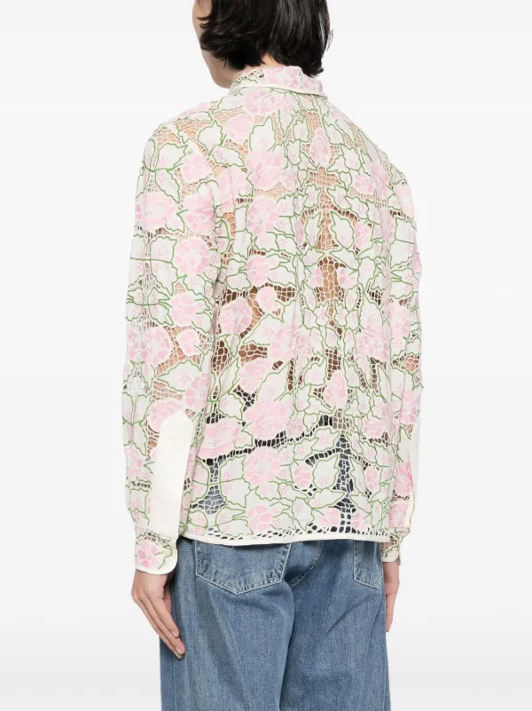 BODE floral-embroidered Lace Shirt | Pink | FARFETCH
