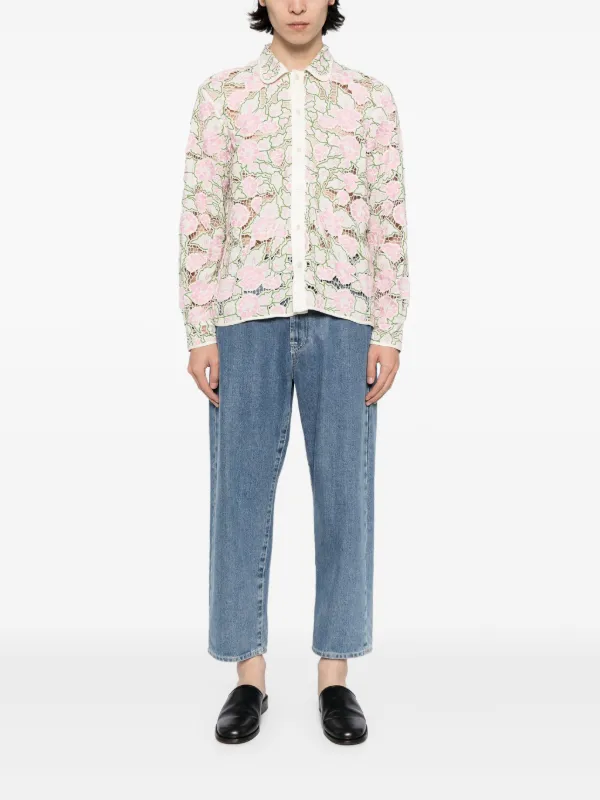 BODE floral-embroidered Lace Shirt | Pink | FARFETCH