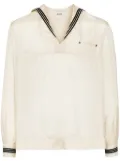 BODE Cricket sailor-collar silk top - Neutrals