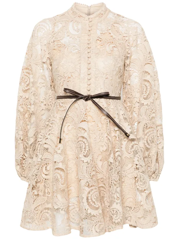 ZIMMERMANN Waverly Lace Mini Dress Neutrals FARFETCH TR