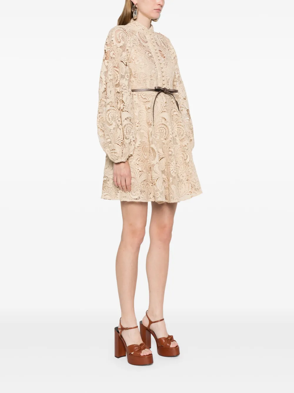 ZIMMERMANN Mini-jurk van kant Beige