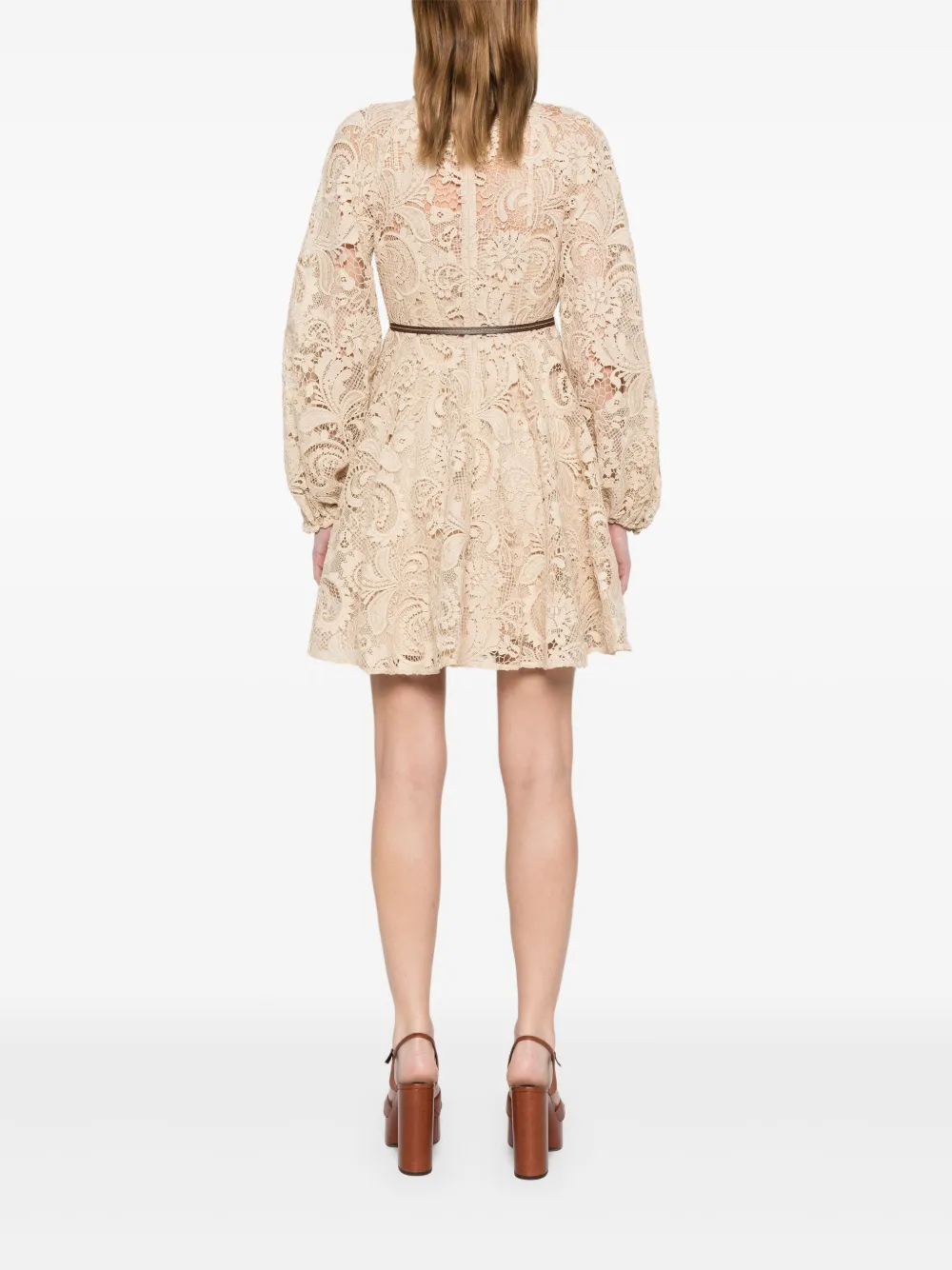 ZIMMERMANN Mini-jurk van kant Beige