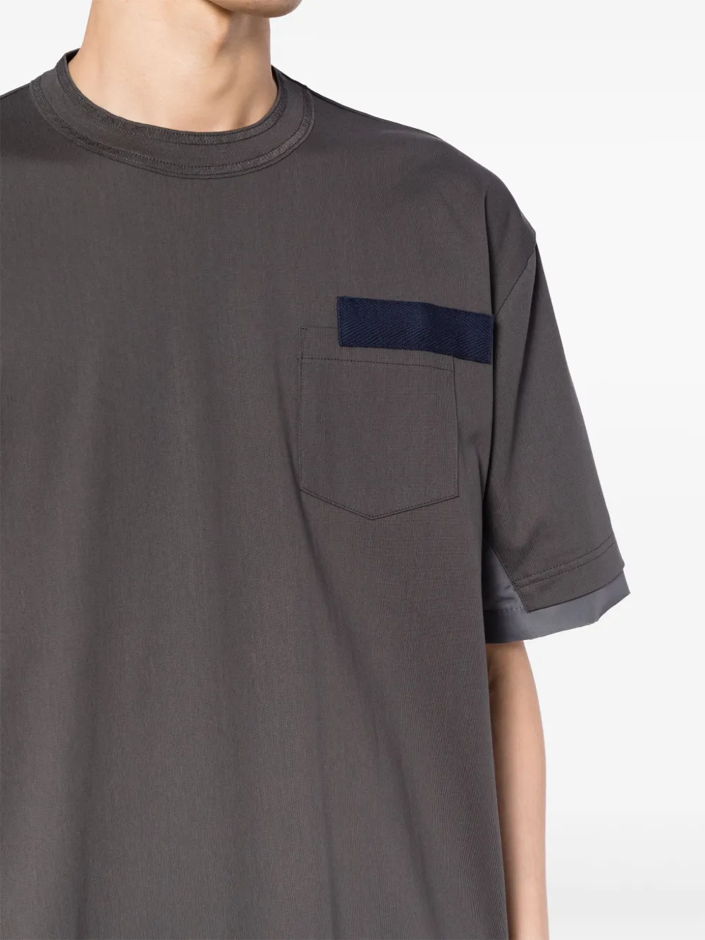 sacai T-shirt met vlakken Grijs