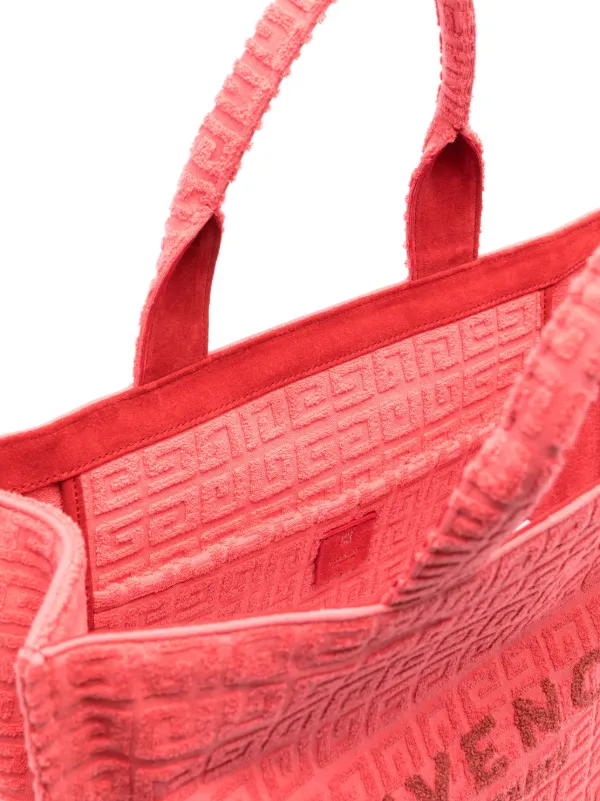GIVENCHY 4Gモノグラム コットンテリー トートバッグ*CORAL PINK Givenchy Medium 4G towelling-finish Tote Bag | Pink | FARFETCH