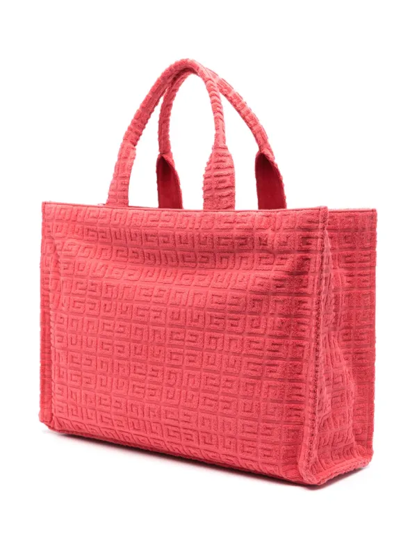 GIVENCHY 4Gモノグラム コットンテリー トートバッグ*CORAL PINK Givenchy Medium 4G towelling-finish Tote Bag | Pink | FARFETCH