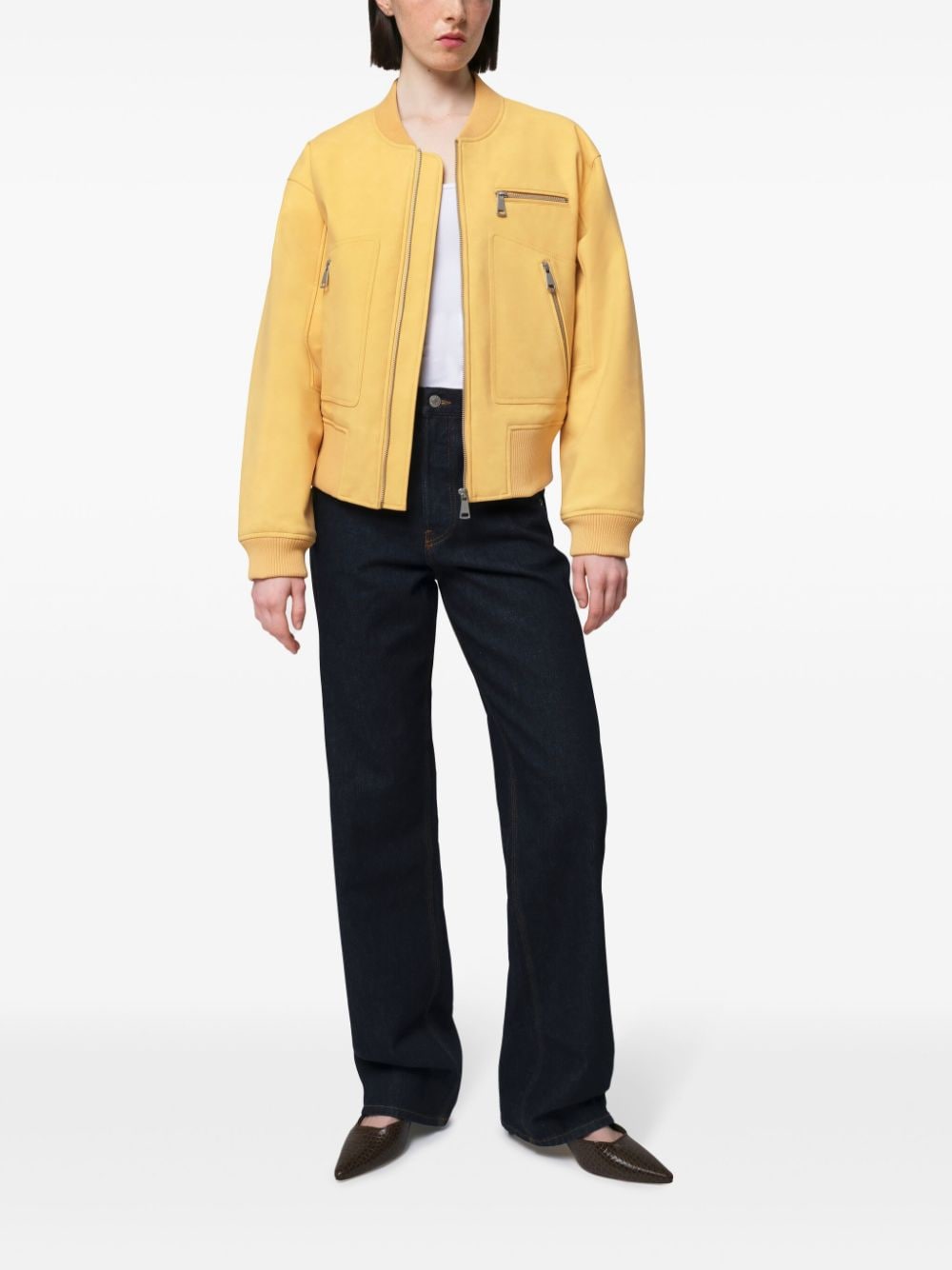 Shop Apparis Faux-leather Bomber Jacket In Yellow