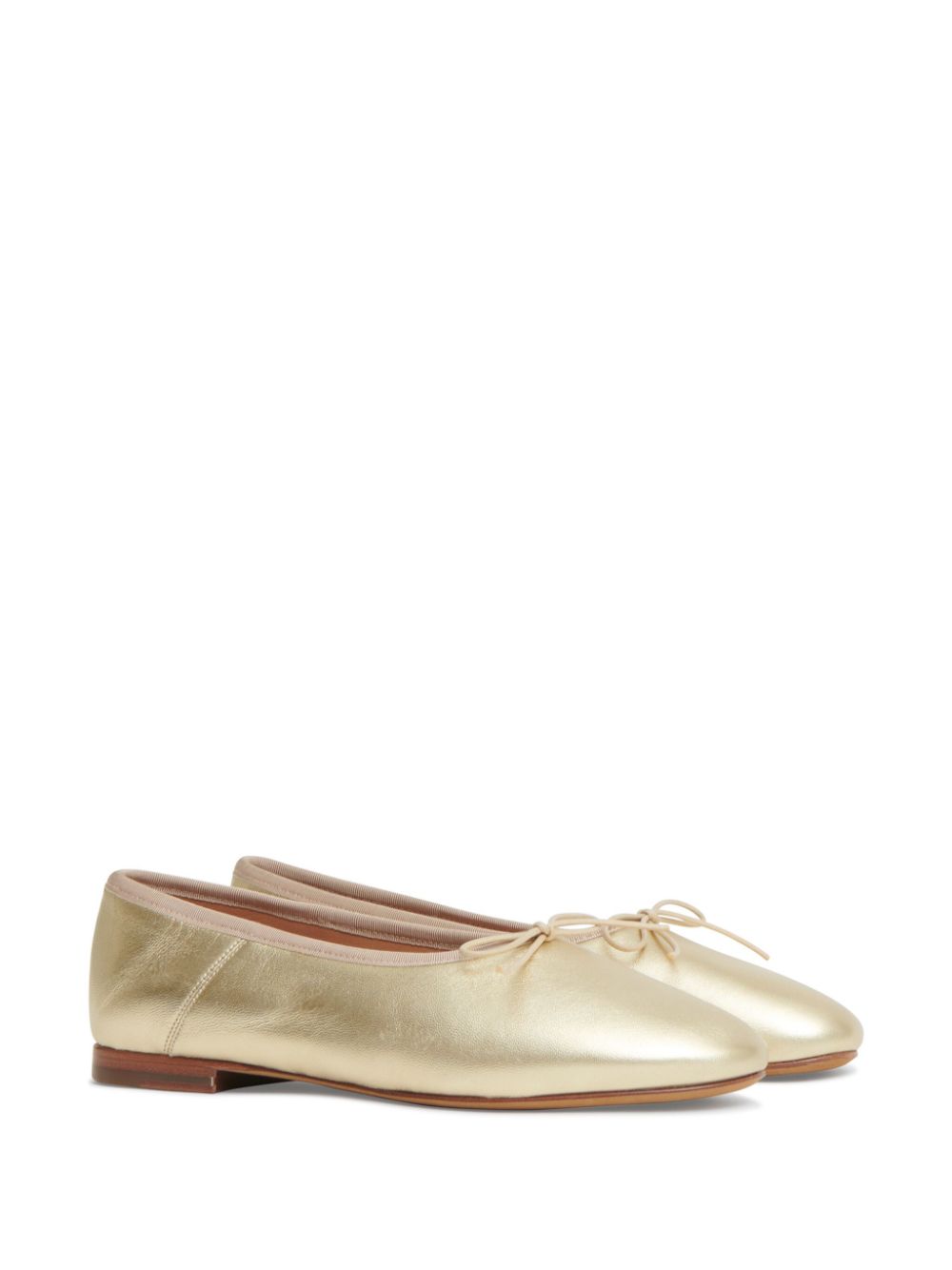 Mansur Gavriel bow-detail metallic-effect ballerina shoes Gold