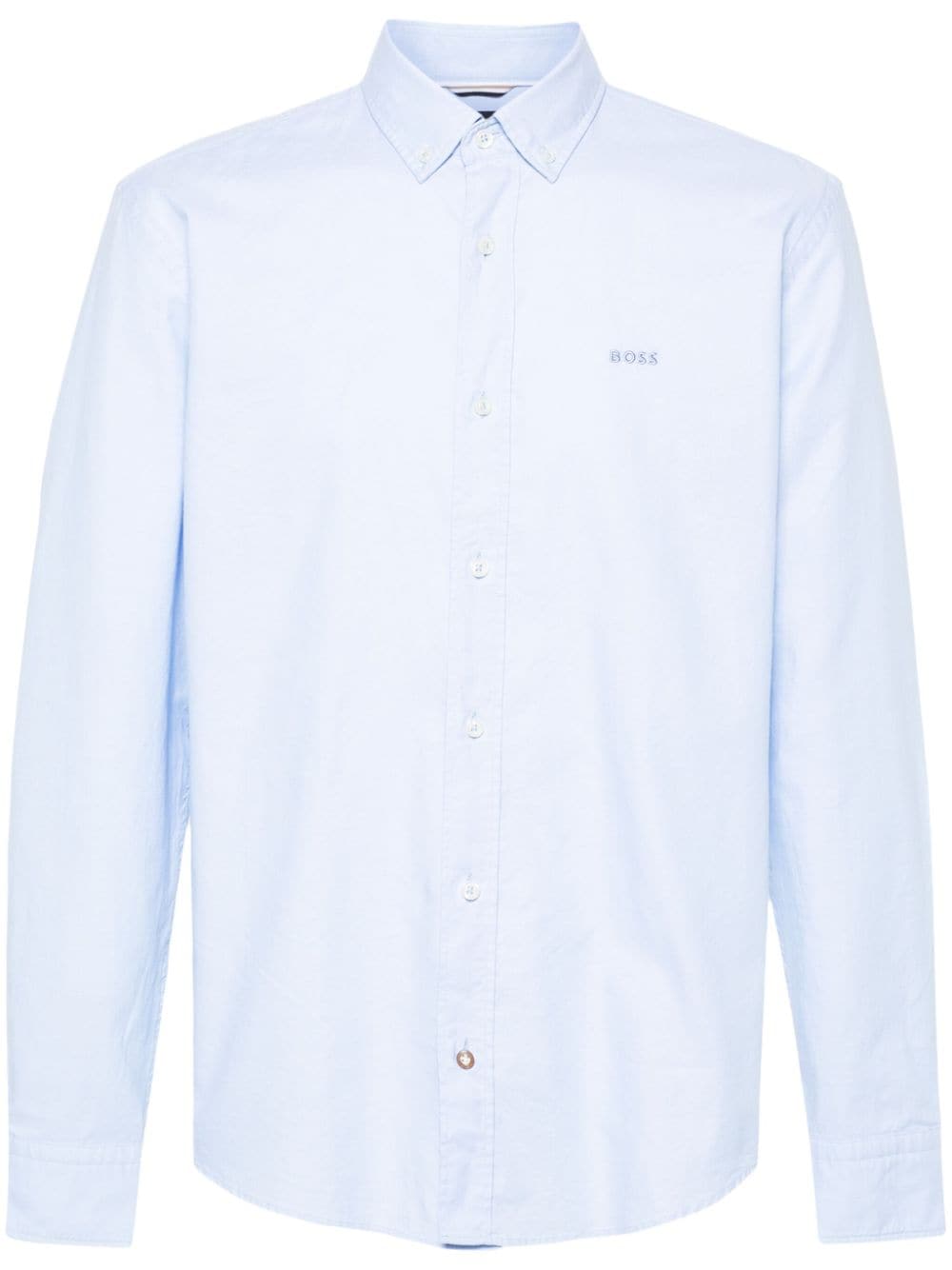 Hugo Boss Logo-embroidered Cotton Shirt In Blue