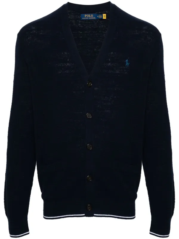 80s Ralph Lauren カーディガン Polo Ralph Lauren Cardigan Com Bordado Polo Pony | Azul | FARFETCH BR