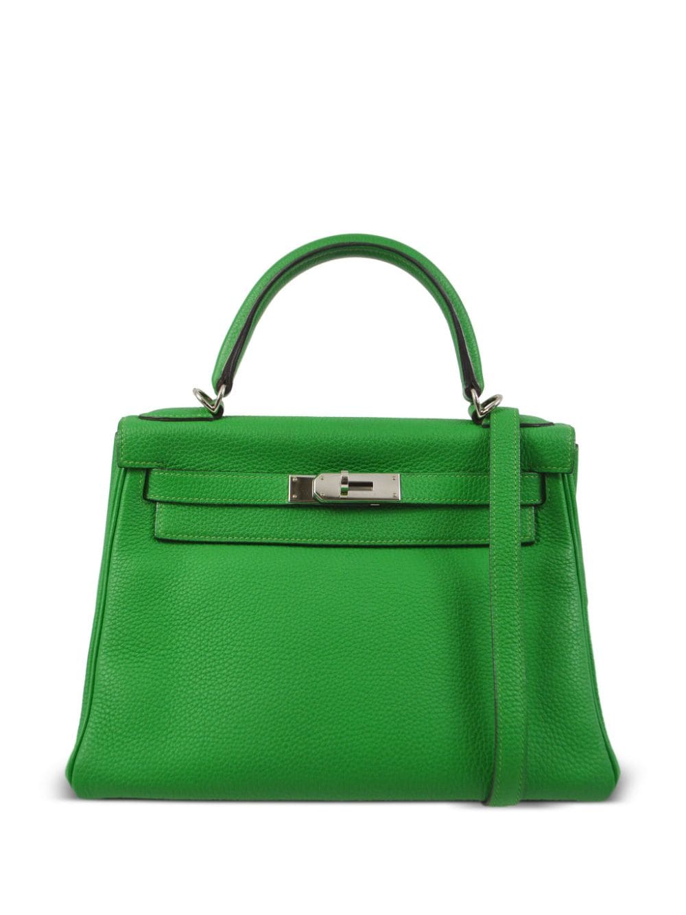 Pre-owned Hermes 2014 Kelly 28 Retourne Two-way Handbag In Green